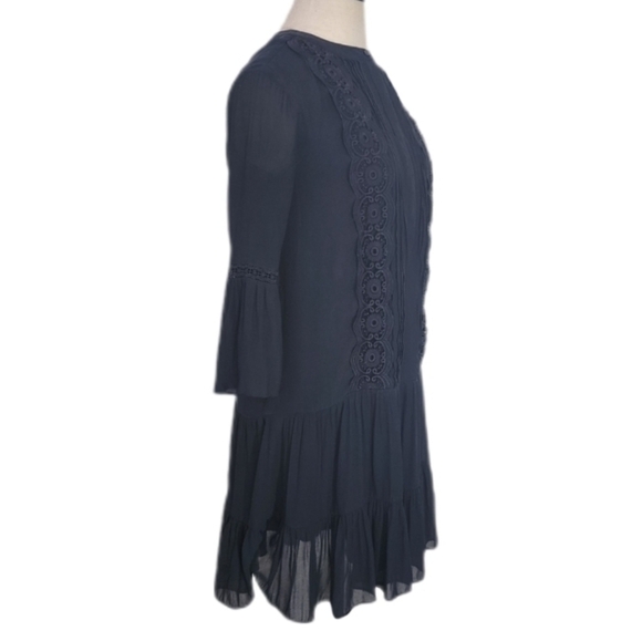 Loft Dress Ruffles and Lace Relaxed Fit Navy Size 6 - Picture 9 of 17